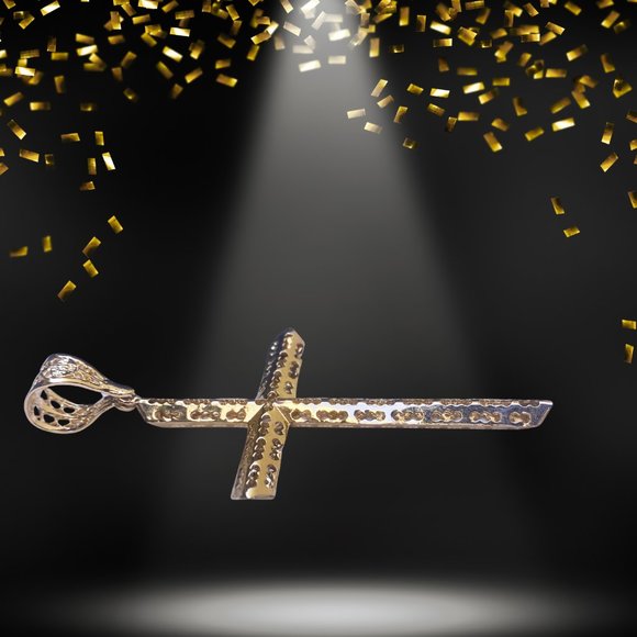 Women's Gold Cross 14K Gold Medium Silver Cross Unisex - Picture 5 of 10